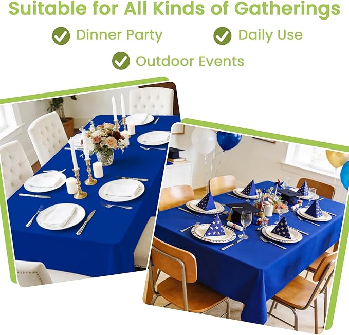 Mulbozy Navy Blue Plastic Table Cloth Disposable 4 Pack, 54 × 108 Inch Tablecloths Rectangle, Navy Plastic Table Cover for Party Decor