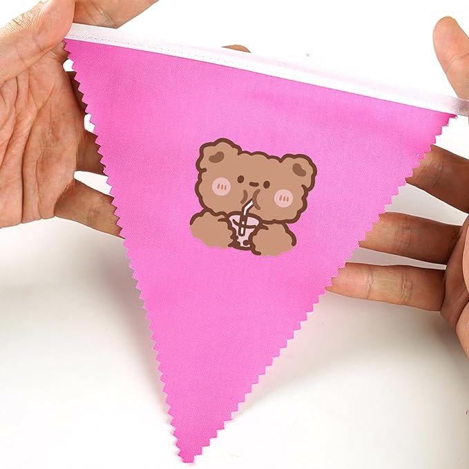 GCQQ 40Ft Hot Pink Pennant Banner Flags, Fabric Pennant Banner, Triangle Flag Banners, Hot Pink Party Banner Decoration for Barbie, Flamingo, Wedding, Birthday, Baby Shower Party Decoration