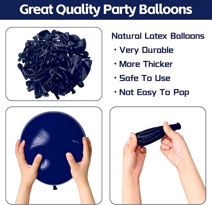 Navy Blue Balloons 100 Pack 12 inch Round Helium Navy Balloons for Graduation Birthday Party Backdrop Decorations