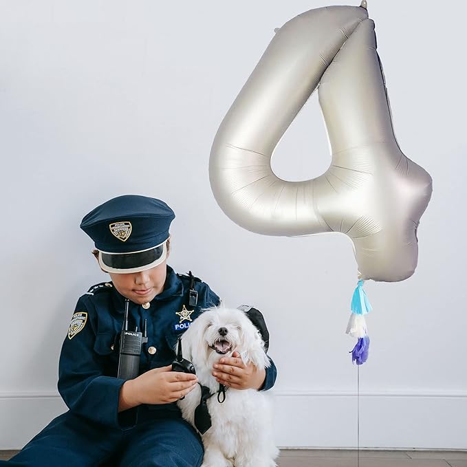 Number 4 Balloons White Sand Four Balloon for 4 Year Old Birthday Decorations 40 Inches Cream White Large Numbers 4th Birthday Party Nude Ballons Beige 4 Digital Neutral Balloon Pearl White 4