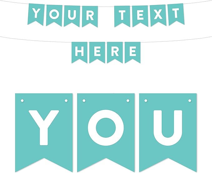 Andaz Press Fully Personalized Collection, Pennant Bunting Banner with String, 8-Feet, 1-Set, Custom Text or Logo