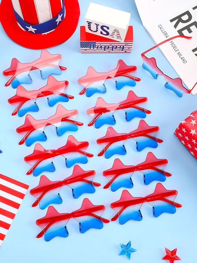 12 Pairs Heart Shaped Sunglasses Rimless Star Glasses for Men Women Party Favors Fun Colorful Glasses Accessories