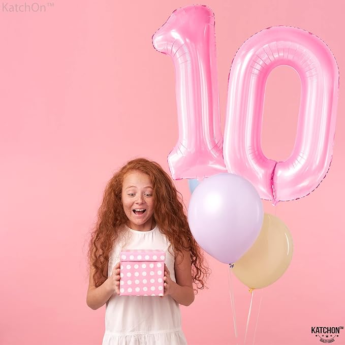 KatchOn, Huge 40 Inch Light Pink 0 Balloon - Pink Balloons | Zero Balloon, Light Pink Party Decorations | Pink Birthday Decorations for Women | 0 Light Pink Number Balloon for Anniversary