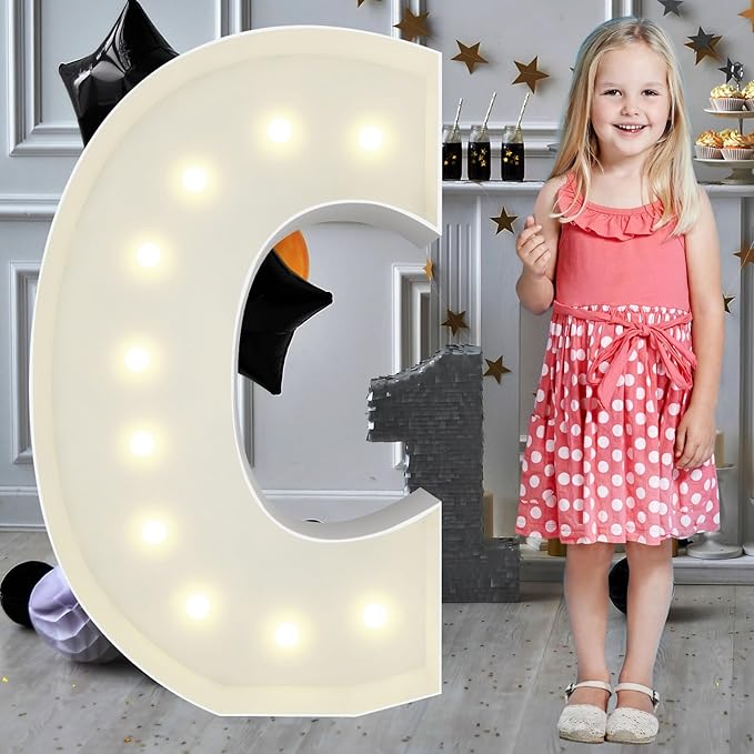 3FT Marquee Light Up Letters C, Big Marquee Letter for Baby Shower Birthday Engagement Wedding Marry Me Party Decor