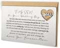 YODOCAMP To My Son on Your Wedding Day Wallet Insert, Stainless Steel Laser-Engraved Postcard with Heart Cutout from Mom, Sentimental Wedding Gift for Son, Pocket Keepsake with Loving Message QBK03