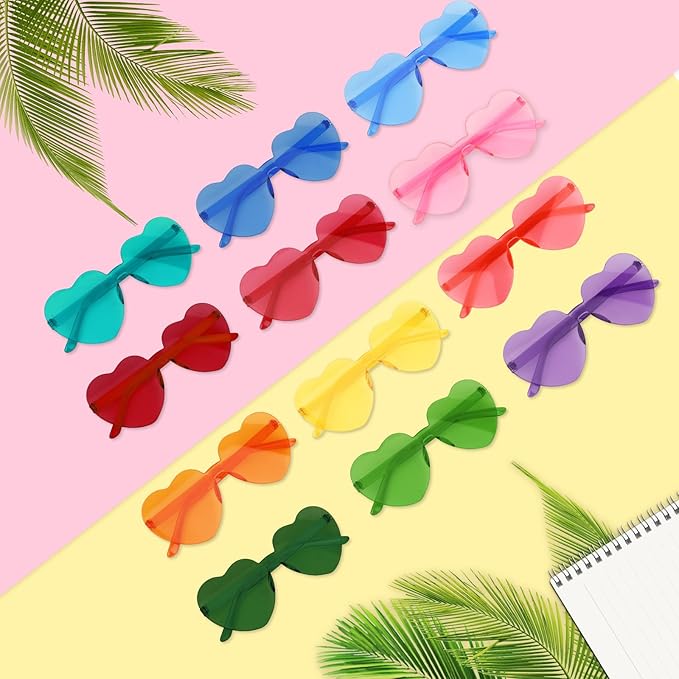Heart Sunglasses 12/18/24 Pcs Heart Shaped Glasses for Women Cute Funny Party Glasses Party Favors Accessories
