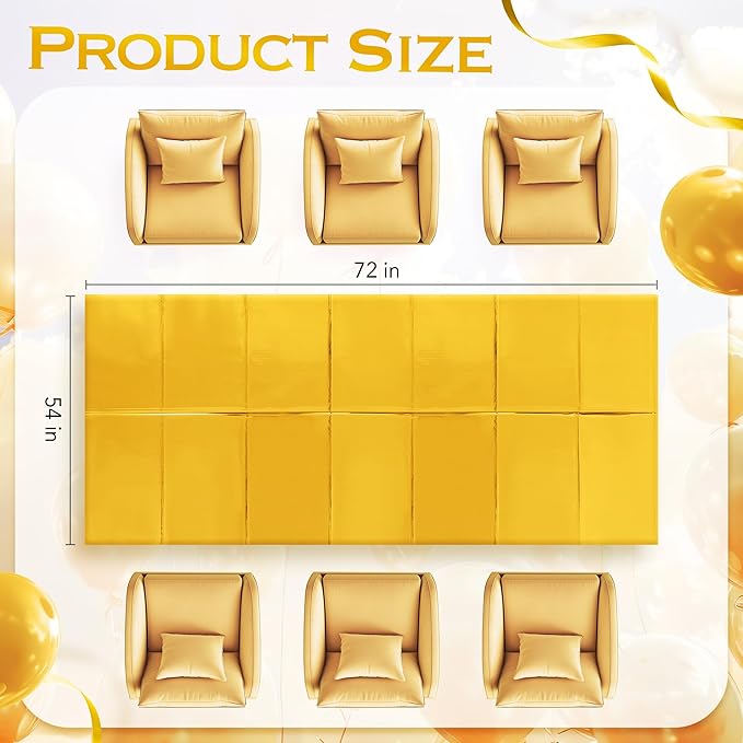 1 Piece Gold Foil Tablecloth 54 * 72 Inch Plastic Wedding Birthday Party Table Cloths Waterproof Disposable Table Cover for Christmas Graduation Elegant Event Anniversary Party Supplies