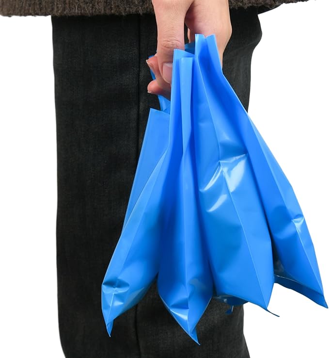 100 PCS Blue Small Gift Bags, 6"x8" Merchandise Bags for Small Businesses, Goodie Bags Party Favor Bags for Kids, Treat Bag Retail Bag with Handle for Kids Birthday, Christmas