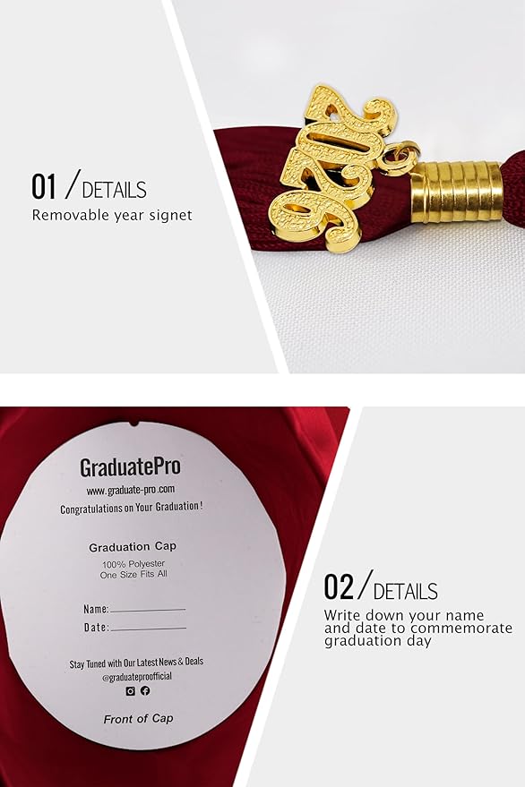 GraduatePro Matte Graduation Cap and Gown Class of 2026 Set Bulk with Tassel for High School & College 12 Colors