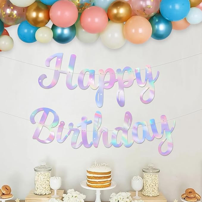 Glitter Happy Birthday Banner Sign Birthday Garland Wall Door Banners Flag for Women Men Boys Girls Party Backdrop Decorations Multicolor