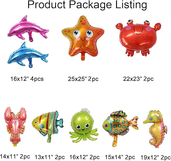 2 Packs Ocean Themed Party Decorations 330pcs Blue Balloon Arch Garland Kit Bubble Balloons Marine Animals Fish Balloons for Nemo Dory Luca Birthday Under The Sea Decorations Shark Party