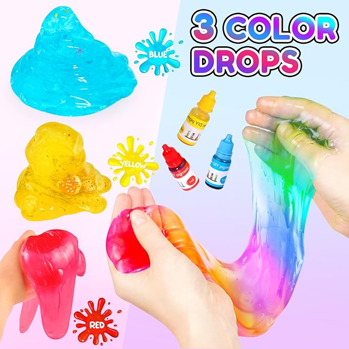 46PCS Slime Boba Tea Making Kit for Girls ages 8-12, DIY Pretend Play Food Toys, Bubble Tea Cups/Bag/Clear Slime/Add-ins, Making Miniature Food, Christmas Party Favors Gift for Kids 6 7 9 10 11