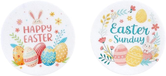 Ercadio 40 Pcs Edible Easter Eggs Cupcake Toppers Cute Rabbit Cupcake Decor Round Drink Topper Happy Easter Theme For Baby Shower Birthday Party Festive Cake Decoration Supplies