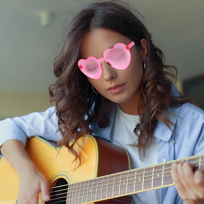 AEAHALY Heart Sunglasses for Women and Men Rimless Heart Shaped Sunglasses Bachelorette Bride Party Accessories
