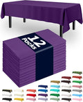 Pureegg Plastic Table Cloth Disposable 12 Pack, 54 x 108 Inch Table Cloths, Graduation Decorations Class of 2026, Graduation Party Tablecloths, Rectangle, Plastic Cover, Leakproof & Sturdy, Purple
