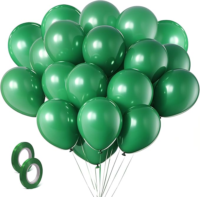 Green Balloons Dark Green Birthday Decorations 100 Pack 12 inch Round Party Balloons for Dark Green Themed Graduation Anniversary Christmas Birthday Party St Patricks Day Backdrop Decorations