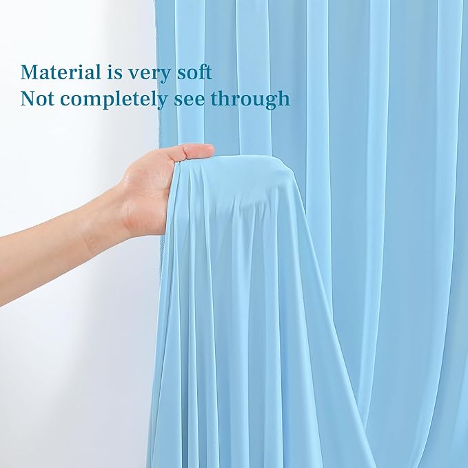 8x10FT Baby Blue Backdrop Curtains for Wedding Parties, Wrinkle Free Polyester Photography Backdrop Drapes for Baby Bridal Shower Birthday Parties Stage Background Stand Decorations 4x10ft,2 Panels