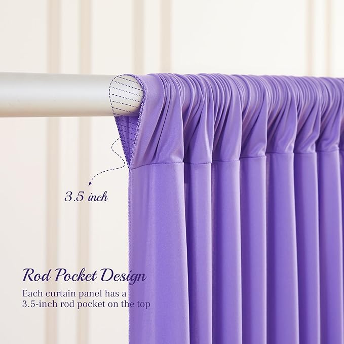 8x10FT Lavender Backdrop Curtains for Wedding Parties, Wrinkle Free Polyester Photography Backdrop Drapes for Wedding Baby Shower Birthday Parties Stage Background Stand Decorations 4x10ft,2 Panels