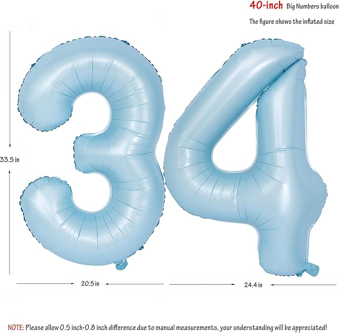 40 In Matte Blue Number Balloons Helium Foil Mylar Balloon Birthday Party banquet Decoration Digital 34