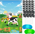T-Antrix Pin The Tail on The Cow Game -Farm Themed Birthday Games for Kids with 21'' x 28'' Large Poster, Resuable Tails Stickers Farm Party Decorations Kids Birthday Party Favors