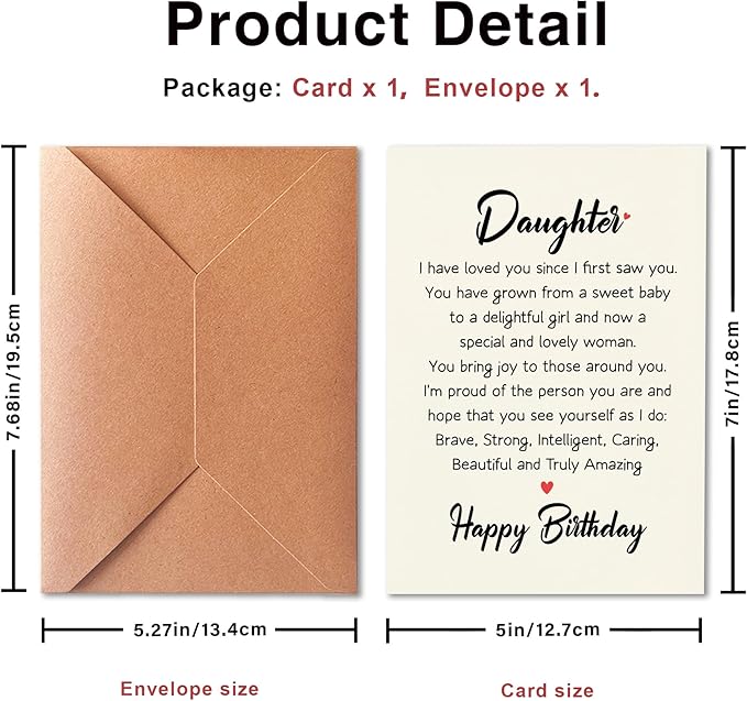 Funny Birthday Card For Daughter, Heartfelt Birthday Card From Mom | Dad, Birthday Gift For Daughter Adult, Happy Birthday Card