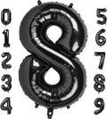 40 Inch Number 8 Balloon, Black 8 18 28 80 Birthday Balloons for Men Boys, 8th Birthday Decorations Party Supplies, Wedding, Graduations