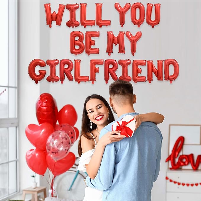 2 Set 42Pcs Red Will You Be My Girlfriend Letter Balloons 16in Balloon Foil Letter Decorations Party Decor Red Letter Balloons Will You Be My Girlfriend Party Supplies
