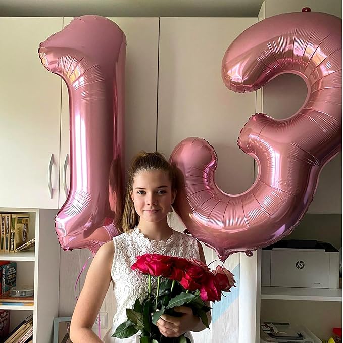 Biapian 40 Inch Pink 3 Balloon Number, Giant Light Pink 3 Foil Balloons Set, Pastel Pink Digital 3 Balloons Helium 3rd Birthday Balloons for Girls Women Princess 3 Year Old Birthday Party Decorations