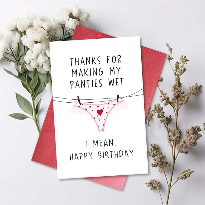 Raunchy Birthday Card for Boyfriend Husband, Funny Birthday Card from Wife Girlfriend, Adult Humor Bday Gift for Man Him