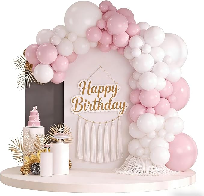 Spring Balloon Garland Arch Kit 160Pcs Pink White Latex Balloons for Baby in Bloom Baby Shower Wedding Bridal Shower Anniversary Birthday Party Decorations