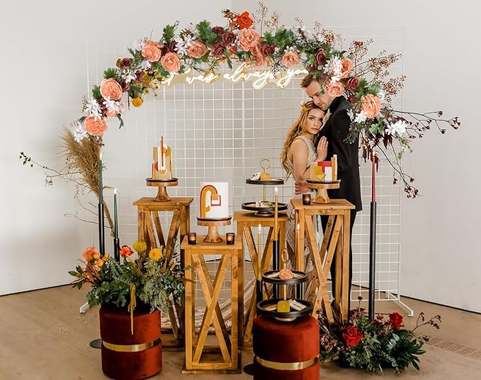 Lvydec 2 Pack Artificial Peony Flower Garland - 6ft Silk Peony Orange Flower Garland Arch Flower Vine for Wedding Party Table Decoration(Orange)