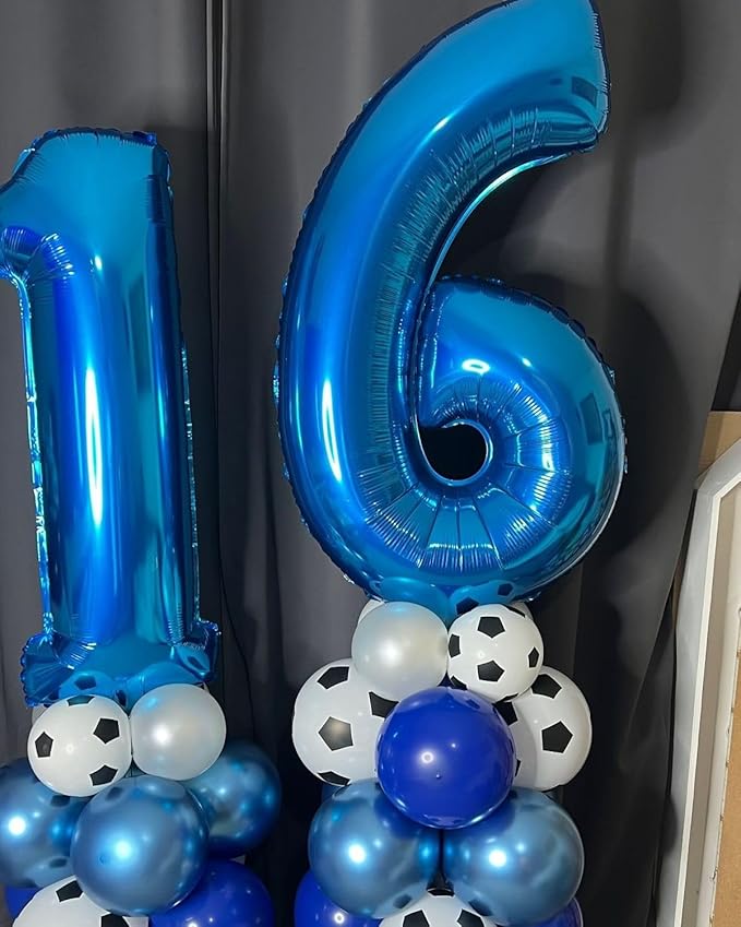 Dark Blue Balloon Numbers, 16th Birthday Decorations for 1 6 16 61, 40 Inch Large Foil Sweet 16 Balloons Number for Wedding Memorial Day's Photo Shoot Decoration