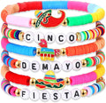 Surfer Heishi Bracelets for Women Stackable Rainbow Vinyl Disc Clay Beaded Stretch Bracelets Elastic Layering Friendship Bracelets Boho Summer Beach Jewelry