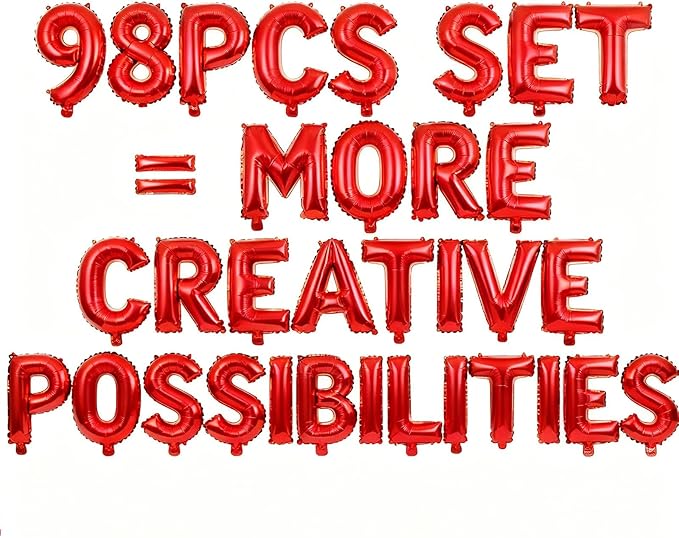 98 Pcs Red Letter Balloons, Custom 3 Set A-Z Set for Personalizing Names & Phrases Party Supplies Banners - with 1 Set AEOLMPRST 20Pcs for Wedding/Birthdays/Annivs/Grads Party Banner Custom Phrase