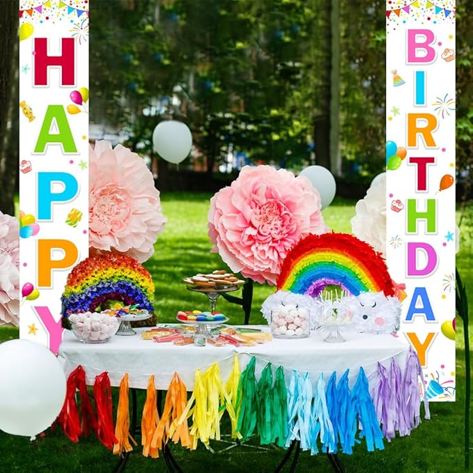 Birthday Decorations Banner, Happy Birthday Door Sign for Men Women Boys Girls Ideal Birthday Decorations Party Supplies Outdoor Indoor 72 x 12 Inch