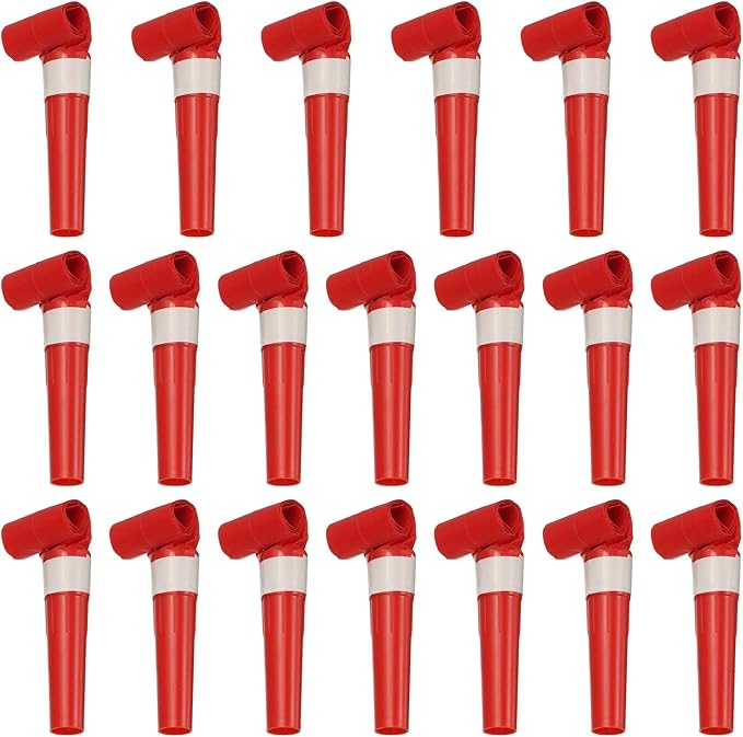uxcell 20 Pcs Colorful Noise Makers Plastic Party Blowers Party Favors for Birthday Parties Holiday Christmas New Years Gift Favors, Red