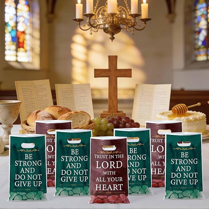 Christian Scripture Party Favor Bag - 50Pcs Religious Bible Verse Goodie Candy Treat Gift Bags, Inspirational Scripture Party Decoration for Christian Easter Church VBS Sunday School Party Supplies