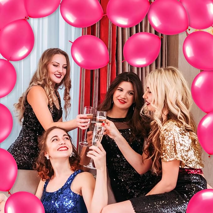 Link Balloons 12 Inch - 100 Pcs Quick Link Balloon Latex Linking Balloons Connected Linkable Balloon Birthday Wedding Party Decorations(Rose)