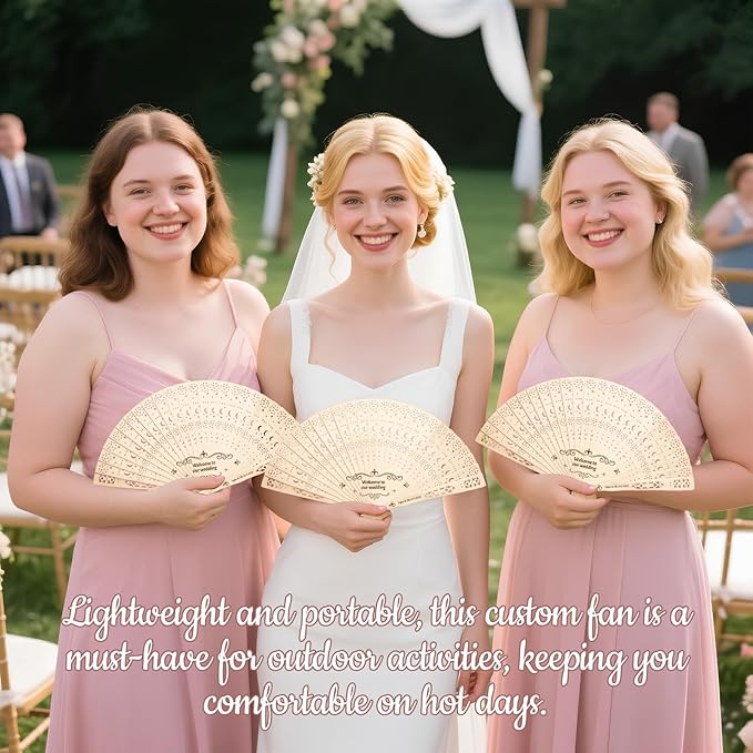 10Pcs Personalized wedding fans for guests, Custom Summer Wedding Fans, Unique Bridal Shower Party Favors, Handcrafted Wooden Fans for Guests (Star and moon wooden fan)