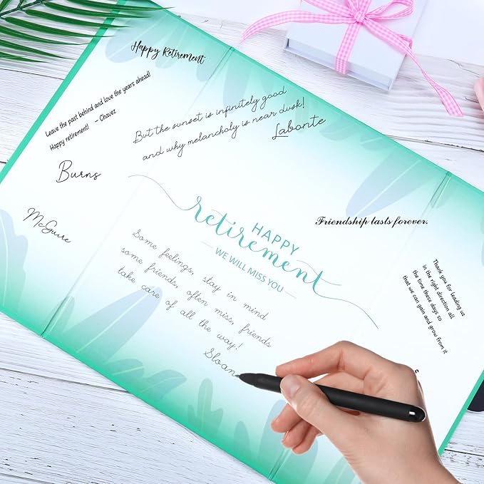 Green Retirement Party Decorations - Retirement Signing Board Guest Book Alternative | Officially Retired Gift for Men & Women | Farewell Party Supplies