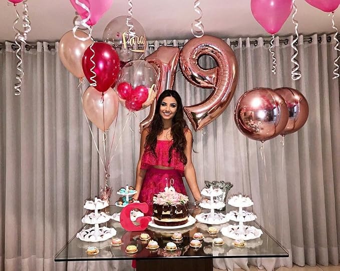 Rose Gold 9 Birthday Balloon, Large 40 Inch Happy 9 19 29 90 Birthday for Men And Women, Foil Balloons Decoratins for Wedding Anniversary, Single, New Year, Halloween Party Syupplies