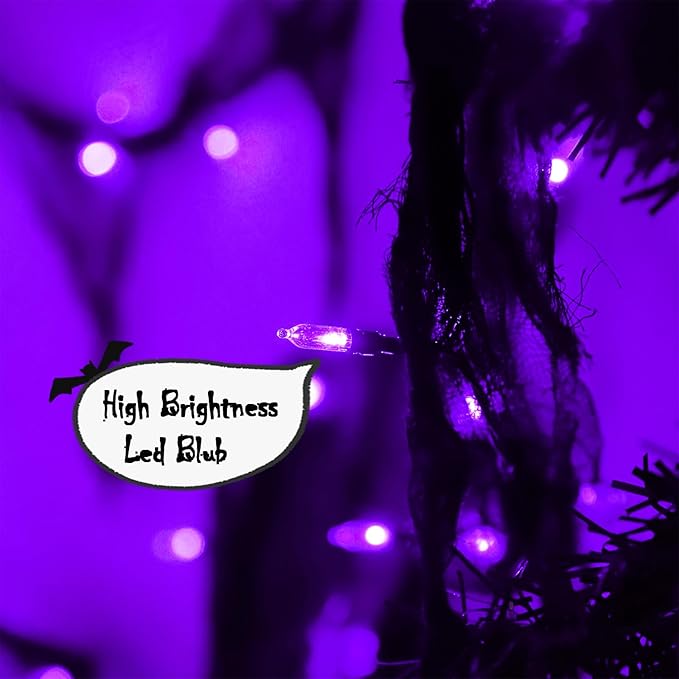 YAOZHOU Halloween Decorations String Lights Purple Indoor 30LED with Black Gauze Timer, 2 Mode Battery Operated 9.9Ft Creepy Cloth Spooky Lights, Gothic Party Room Decor(2Pack)