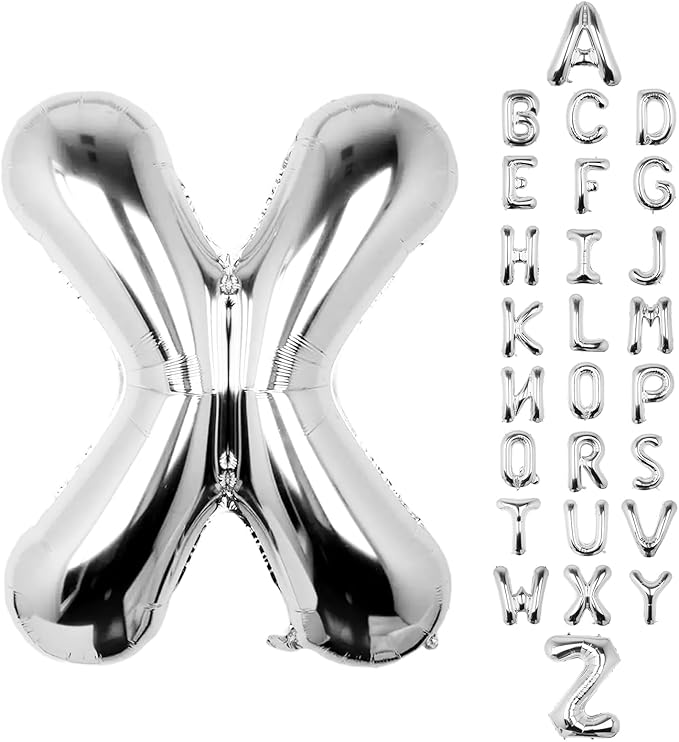 Letter Balloons 40Inch Large Giant big Foil Mylar Silver Balloons X for Birthday Party Decorations