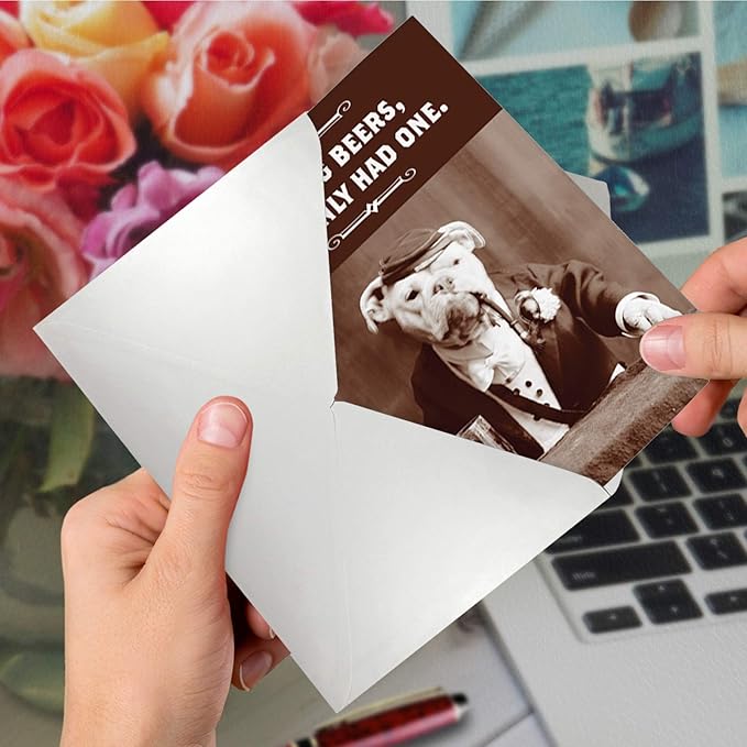 NobleWorks - Humorous Birthday Greeting Card with 5 x 7 Inch Envelope (1 Card) Bday Dog Beers Birthday 4120Z