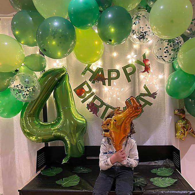 40 Inch Green Number Balloon 4, Large Number Foil Balloons Mylar for Girl Boy Birthday Party Celebration Decorations Supplies, Digital Balloons for Wedding Anniversary Events Decorations