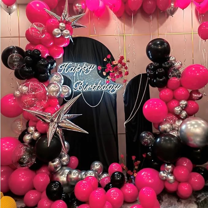 Black Red Metallic and Confetti Silver Balloons Garland Arch Kit, 147 Pcs Latex Balloon Different Sizes for Birthday Party Graduation Father's Day Anniversary Bachelorette Party Decoration