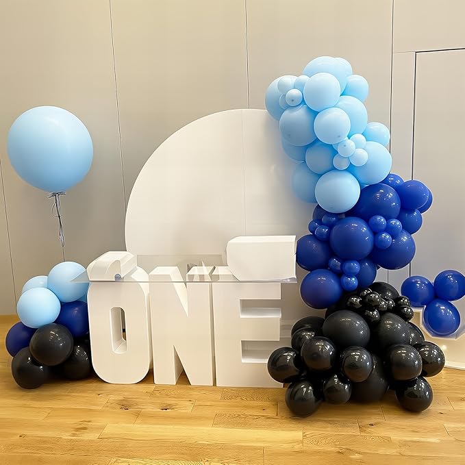Blue and Black Balloon Arch Kit, 102 Pcs Navy Royal Latex Party Balloons Baby Light Blue Black Balloon Garland Kit for Graduation Boys Baby Shower Gaming Birthday Party Decorations