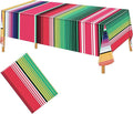 Hxezoc 3 Pack Disposable Plastic Mexican Serape Tablecloths, 54 x 108 Inch Mexican Striped Party Table Cover for Mexican Wedding Birthday Party Decorations Outdoor Indoor Party Supplies