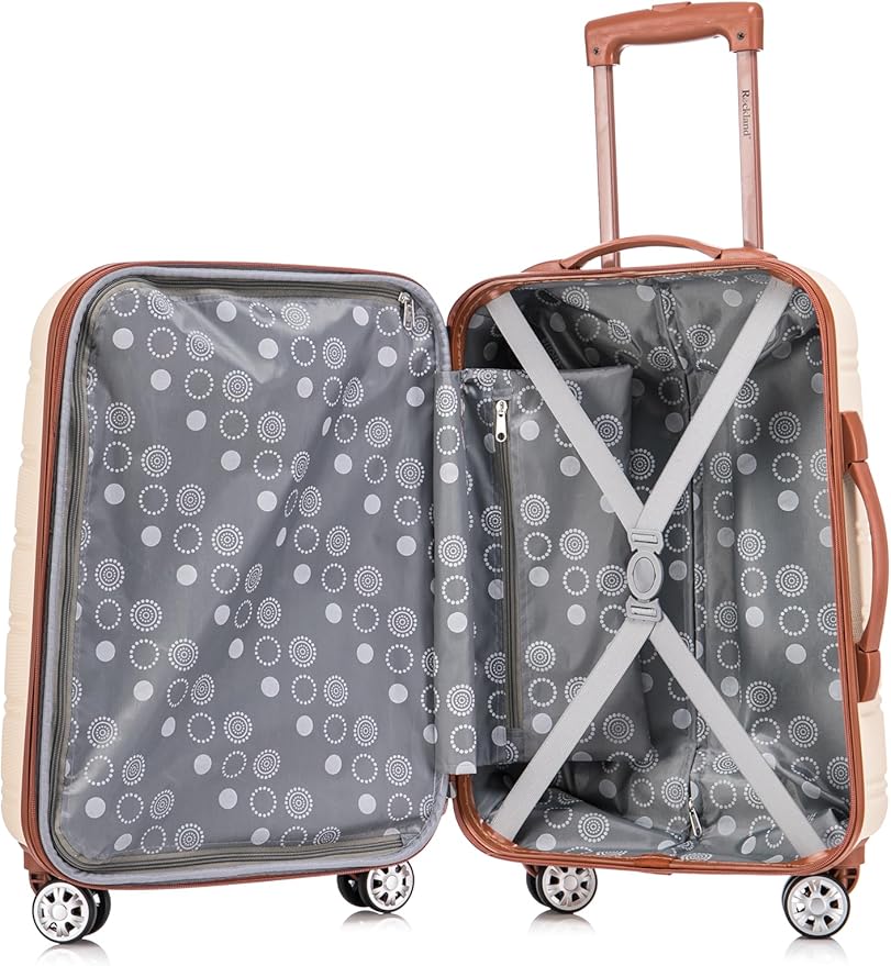 Rockland Melbourne Hardside 2 Piece Expandable Spinner Wheel Luggage Set, Carry-On 20" and Tote 14", White