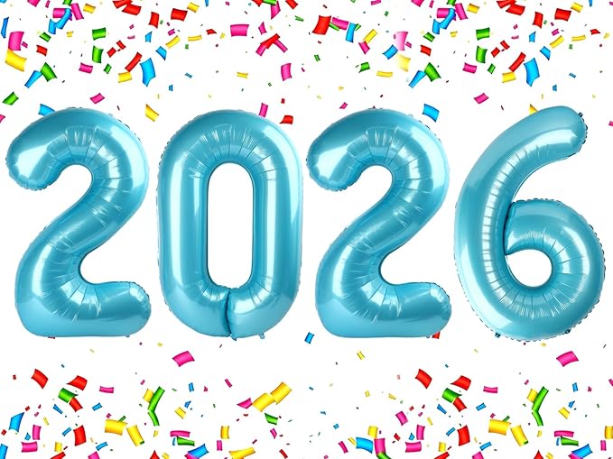 40 Inch Pearlescent Blue 2026 Balloon Numbers,2026 Pearlescent Blue New Years Eve Party Supplies,2026 Balloons Decorations for Happy New Year,Graduation Parties